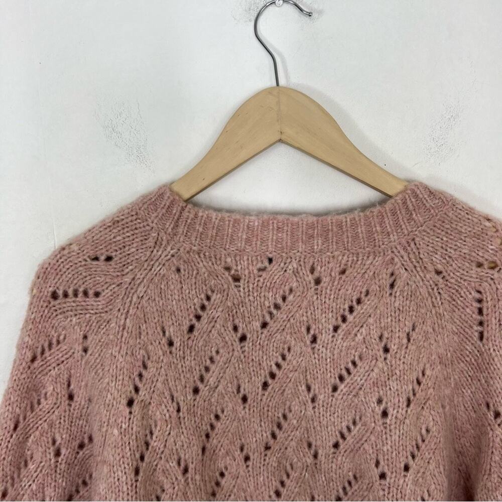 J. Crew Pointelle Heather Pink Crewneck Wool Blend Sweater Size Large - Picture 5 of 13